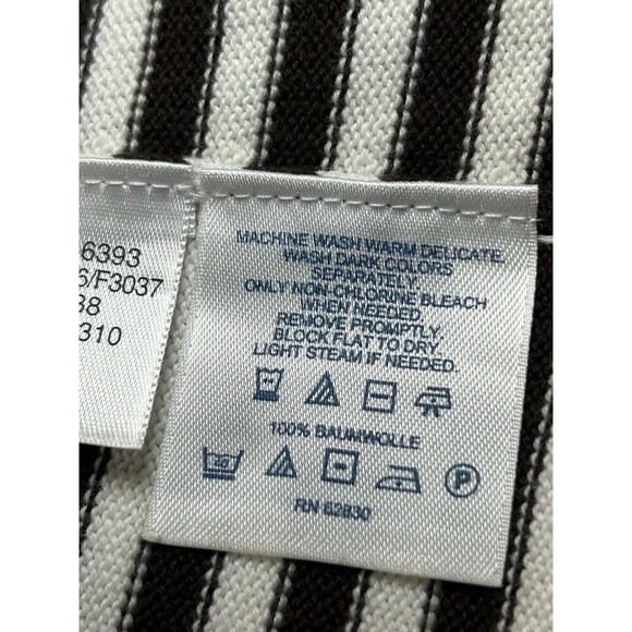 LAND’S END Brown/White Striped Knit Cardigan Button Up with Pockets Women’s L - Picture 6 of 8